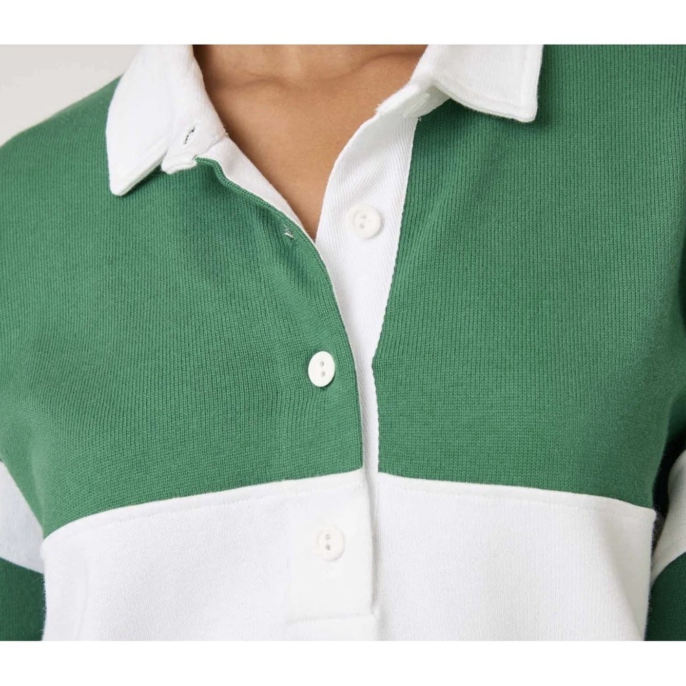 ROWING BLAZERS Women's Med Stripe Rugby Jersey Dress Green Heavy‎ Organic Cotton - Picture 4 of 14
